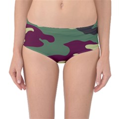 Camuflage Flag Green Purple Grey Mid-waist Bikini Bottoms