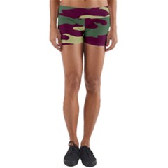 Camuflage Flag Green Purple Grey Yoga Shorts