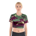 Camuflage Flag Green Purple Grey Cotton Crop Top View1