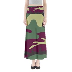 Camuflage Flag Green Purple Grey Full Length Maxi Skirt