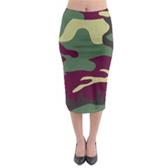 Camuflage Flag Green Purple Grey Midi Pencil Skirt