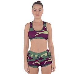 Camuflage Flag Green Purple Grey Racerback Boyleg Bikini Set