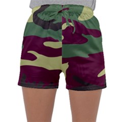 Camuflage Flag Green Purple Grey Sleepwear Shorts