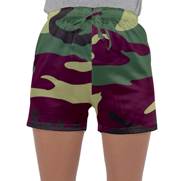 Camuflage Flag Green Purple Grey Sleepwear Shorts