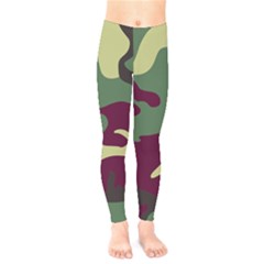 Camuflage Flag Green Purple Grey Kids  Legging