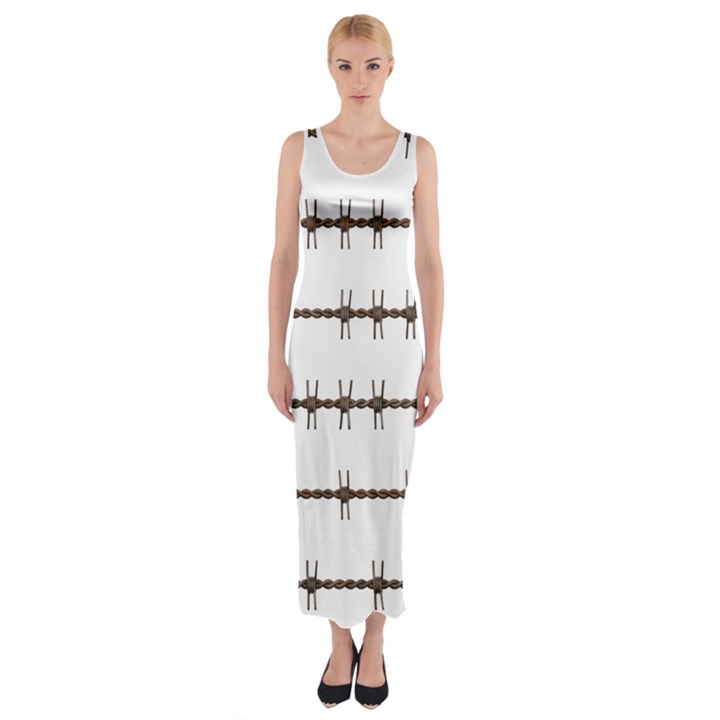 Barbed Wire Brown Fitted Maxi Dress