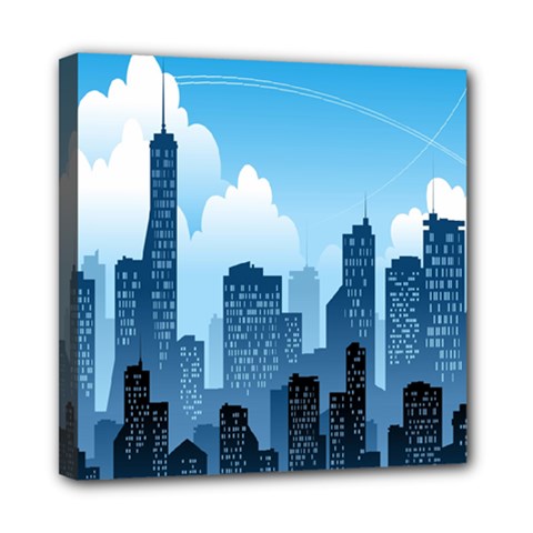 City Building Blue Sky Mini Canvas 8  X 8 