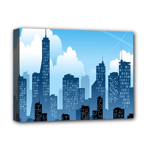 City Building Blue Sky Deluxe Canvas 16  X 12  