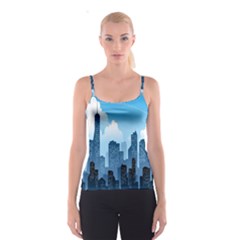 City Building Blue Sky Spaghetti Strap Top