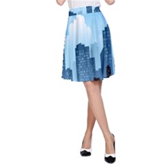 City Building Blue Sky A-line Skirt