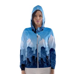 City Building Blue Sky Hooded Wind Breaker (women)