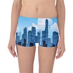 City Building Blue Sky Boyleg Bikini Bottoms