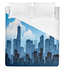 City Building Blue Sky Duvet Cover (queen Size)