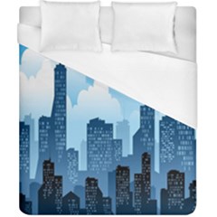 City Building Blue Sky Duvet Cover (california King Size)