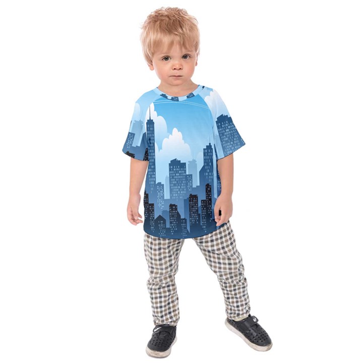 City Building Blue Sky Kids Raglan Tee