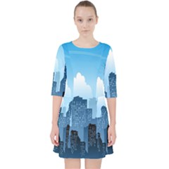 City Building Blue Sky Pocket Dress by Mariart