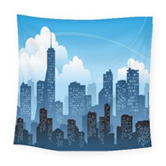 City Building Blue Sky Square Tapestry (large) by Mariart