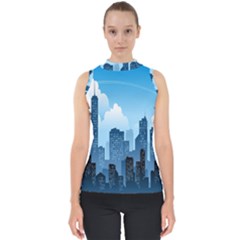 City Building Blue Sky Shell Top