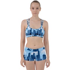 City Building Blue Sky Women s Sports Set by Mariart