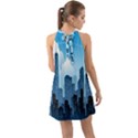 City Building Blue Sky Halter Tie Back Chiffon Dress View2