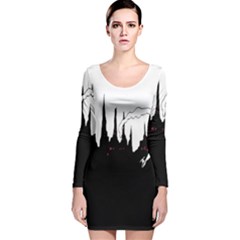 City History Speedrunning Long Sleeve Velvet Bodycon Dress