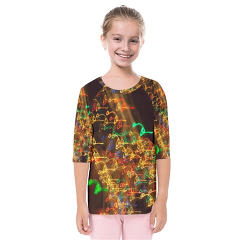 Christmas Tree Light Color Night Kids  Quarter Sleeve Raglan Tee by Mariart