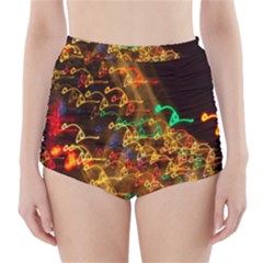 Christmas Tree Light Color Night High-waisted Bikini Bottoms by Mariart