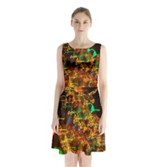 Christmas Tree Light Color Night Sleeveless Waist Tie Chiffon Dress by Mariart