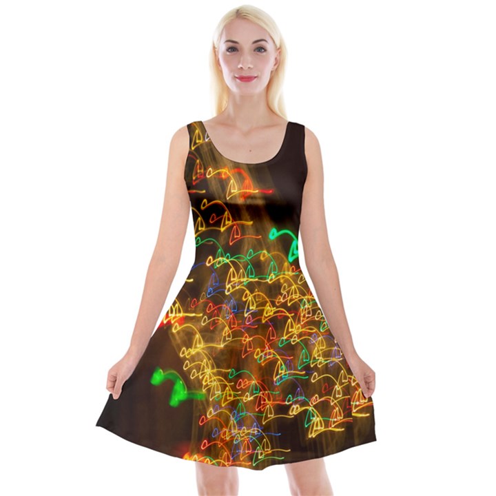 Christmas Tree Light Color Night Reversible Velvet Sleeveless Dress