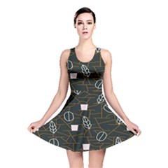 Espresso Cofee Glass Line Chevron Reversible Skater Dress by Mariart