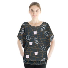 Espresso Cofee Glass Line Chevron Blouse