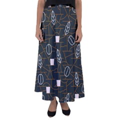 Espresso Cofee Glass Line Chevron Flared Maxi Skirt by Mariart