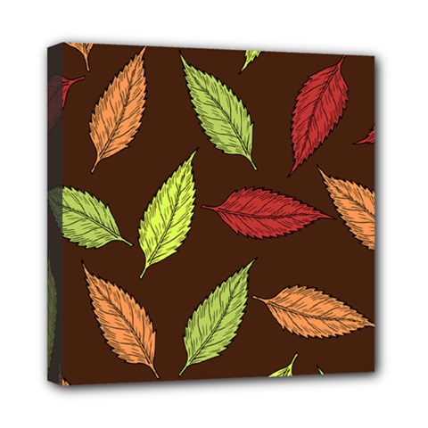 Autumn Leaves Pattern Mini Canvas 8  X 8 