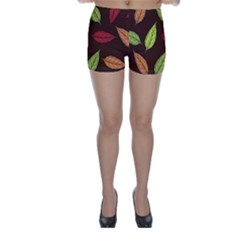 Autumn Leaves Pattern Skinny Shorts