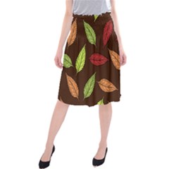 Autumn Leaves Pattern Midi Beach Skirt by Mariart