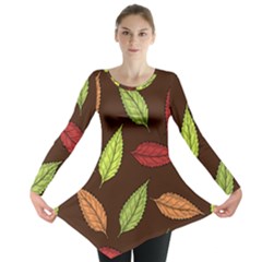 Autumn Leaves Pattern Long Sleeve Tunic  by Mariart