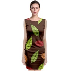 Autumn Leaves Pattern Classic Sleeveless Midi Dress