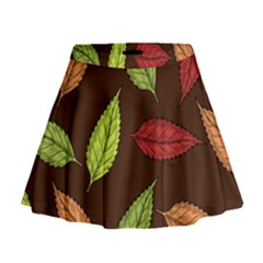 Autumn Leaves Pattern Mini Flare Skirt