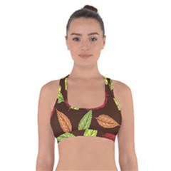 Autumn Leaves Pattern Cross Back Sports Bra