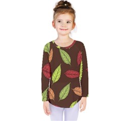 Autumn Leaves Pattern Kids  Long Sleeve Tee