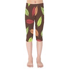 Autumn Leaves Pattern Kids  Capri Leggings 