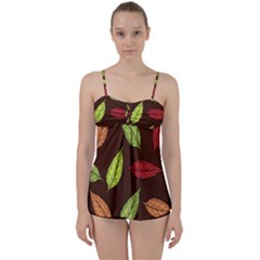 Autumn Leaves Pattern Babydoll Tankini Set by Mariart