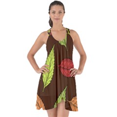 Autumn Leaves Pattern Show Some Back Chiffon Dress by Mariart