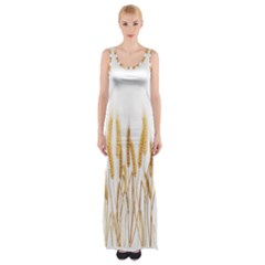 Wheat Plants Maxi Thigh Split Dress by Mariart