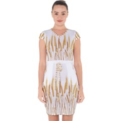 Wheat Plants Capsleeve Drawstring Dress  by Mariart