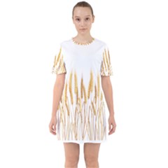 Wheat Plants Sixties Short Sleeve Mini Dress by Mariart