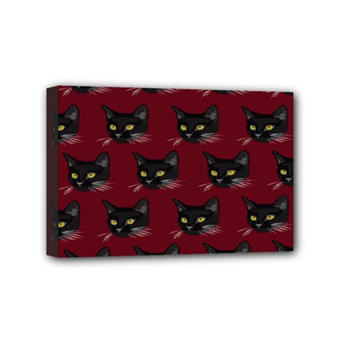 Face Cat Animals Red Mini Canvas 6  X 4 