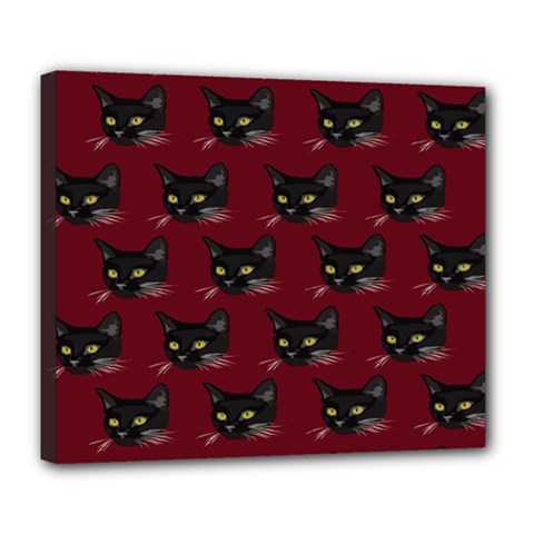 Face Cat Animals Red Deluxe Canvas 24  X 20  