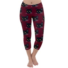 Face Cat Animals Red Capri Winter Leggings 