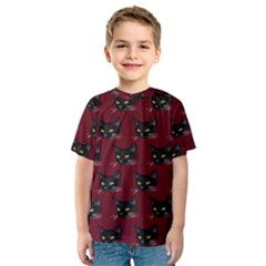 Face Cat Animals Red Kids  Sport Mesh Tee